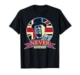 Winston Churchill Never Surrender British Flag Propaganda T-S