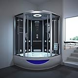 HOME DELUXE - Dampfdusche EXCLUSIVE - Schwarz, Maße: 150 x 150 x 220 cm - inkl. Radio, Regendusche und komplettem Zubehör I Dampfsauna, Badewanne, Whirlpool, D