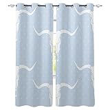 FGYSFT Blickdichter Vorhang, Blau Tier Hirschkopf Tupfen 80X184CM X 2 Vorhang Mit Ösen, Verdunkelungsvorhang, 3D Muster, Gardinen, Kinderzimmer, Schlafzimmer, Thermovorhang, Weihnachtsdekoration, G