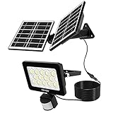 Solar Strahler mit Bewegungsmelder, MEIKEE 60 LED Solarlampe Außen Strahler Sensor IP66 Wasserdicht Solarleuchte 400LM für Garten Garage Patio T