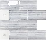 HyFanStr 3D Fliesenaufkleber Küche, Grau Holzeffekt Selbstklebende Fliesensticker Bad Fliesendekor, Peel and Stick Wandfliesen Backsplash Wasserdicht Wandaufkleber 30.5x30.5cm 10 B