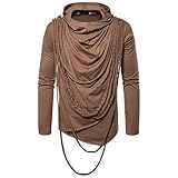 T-Shirt Herren Komfort Trend Mode Einfarbig Herren Streetwear Frühling Und Herbst Urlaub Casual Hip-Hop Rock Herren Langarm C-Brown S
