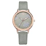 ZZL Schlanke Freizeituhr für Damen, aus Edelstahl und Leder, lässig, Quarz, Chronograph, leicht zu lesendes Zifferblatt, Armband, modische Business-Uhren (Farbe: grün)