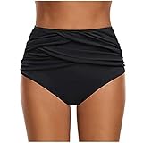 MARTINSHARK Badeanzüge für Damen Elegant Frauen Hohe Taille gerüschte Bikinihose Bauchkontrolle Badeanzug Slip H