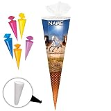 alles-meine.de GmbH passende 3D Bänder - Schleife - für Set _ Schultüte + 5 kleine Zuckertüten -  Wildpferde - Pferde im Galopp  - 50 / 70 / 85 cm - incl. Name - Zuckertü