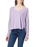 True Religion Damen Vneck Boxy LS T-Shirt, Rosa, S