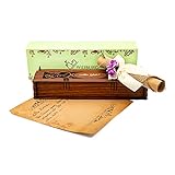 WEIBURG® Geschenkbox Holz 'Alles Gute' edel 26 x 7 x 4 cm + Vintage Briefpapier geeignet als: Geburtstagskarte, Hochzeitskarte, bestandene (Abitur-) Prüfung