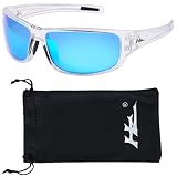 HZ Series Arkana - Premium Polarisierte Sonnenbrille von Hornz, Kristallklarer Rahmen – eisblaue Spieg