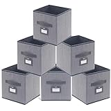 homyfort 6er Set Faltbare aufbewahrungsboxen stoffbox faltbox 30 x 30 x 30 cm, mit Etikettenhalter, Grau Leinen, XDB06PL