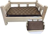 UIZSDIUZ Haustierbett Hundebett Erhöht Holz mit Matratze, for Haustiere bequemes Schlafen, Sturdy Durable Haustier Katzen Couch Katzenbett (Color : Style1, Size : XXL(L110×W66×H50cm))