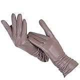 Klassische Faltenlederhandschuhe Damen Farbhandschuhe Damen Echtes Leder Winterhandschuhe Damen -Brown-2-7