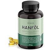 REWDA │ Hanföl Kapseln – Hochdosiert & kaltgepresst – 1.000mg Hanfsamenöl Kapseln – Pflanzliche Omega 3,6+9 – Laborgeprüft & Made in Germany