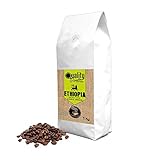Quality Roasters Coffees. Spezialität geröstete Kaffeebohnen. Einzigartige Herkunft Äthiopien Sidamo. Prozess gewaschen. Mittlere Röstung. Handgemachte Röstung. 1kg