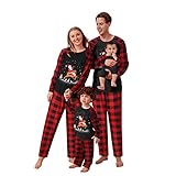 Weihnachten Familie Schlafanzug Outfit Nachtwäsche Herren Damen Kiner Lang Pyjamas Set mit Weihnachtsmotiv Fun-Nachtwäsche Christmas Hausanzug