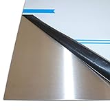 B&T Metall Edelstahl V2A Blech-Zuschnitt geschliffen K240, foliert | 2,0 mm stark | Größe 100 x 150 mm (10 x 15 cm)
