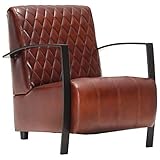 vidaXL Sessel Braun Echtleder Fernsehsessel Relaxsessel Loungesessel L