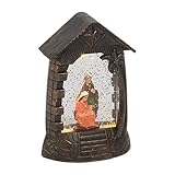 Rich-home Krippenlaterne, Weihnachtsschneekugeln, Weihnachtslaterne, batteriebetriebene beleuchtete Wasserlaterne mit wirbelndem Glitzer, Engelsschneekug