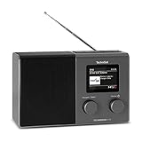 TechniSat TECHNIRADIO 4 IR – kompaktes Internetradio-Designradio (DAB+, UKW, Internet via WLAN, dimmbares Farbdisplay, Wecker, Equalizer, Programmspeicher, 3 W Monolautsprecher) schwarz/Silb