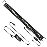 CPROSP Aquarium LED Beleuchtung mit Timer, mit 3 verstellbaren Lichtfarben Weiß/Blau /Blau+Weiß, für 85cm-110cm Aquarien, 48W, Schw