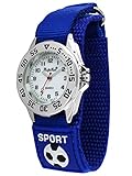 Pacific Time Kinder Armbanduhr Jungen Sport Fußball Klettarmband blau analog Quarz 87193