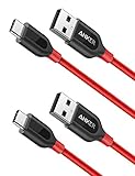 Anker [2-Pack] Powerline+ USB C Kabel, 0.9m, für Galaxy S8, S8+, S9,S10, MacBook, Sony XZ, LG V20 G5 G6, HTC 10, Xiaomi 5 und mehr (Rot)