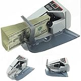Geldzähler Maschine, Handheld Portable Professional Cash Zähler Banknote Rechnung Cash Zählmaschine mit LED Display und zwei Stromversorgungsmethoden, geeignet für Polymer N
