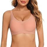 Damen Nahtloser BH ohne Bügel Schlaf BH leicht gefüttert Seamless Bustier mit herausnehmbar Polster Bralette verstellbare Träger T-Shirt BH gep