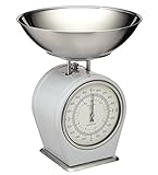 KitchenCraft Living Nostalgia Mechanische Küchenwaage, Traditionelle Waage im Vintage-Stil, Back- und Kochzubehör, 4 kg (8 lbs) – French Grey