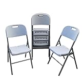 Kunststoff-Klappstühle, starker Metallrahmen, für den Innen- und Außenbereich, für Gartenpartys, Esszimmer, Balkon, 4 Stück