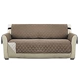 LikeGoods66 Sofa-Möbelbezüge, kariert, Mikrofaser, Sofaschoner, Seitentaschen, quadratisch kariert, für Haustiere und Kinder, taupe/beige, 4-Sitzer-1 Stück