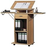 Germania 0469-11 Stehpult auf Laufrollen 0469, in Buche-Nachbildung, 65-126 x 130 x 37 cm (BxHxT)