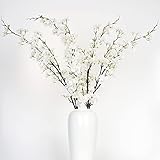 Aenkall Künstliche Kirschblüte, hohe Blumen, 120 cm, japanische Kirschblüte, künstliche Blumenarrangements für Zuhause, Party, Dekoration, Hochzeit, Büro, Dekoration (weiß)