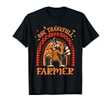 Ein dankbarer Landwirt Thanksgiving Rainbow Truthahn Herbst T-S