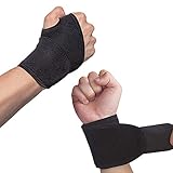 Hually Handgelenk Bandagen, (2er-Set) Verstellbare Handgelenkstütze mit Klettverschluss, Daumenbandage, Atmungsaktivem Handgelenk-Wickelband Bietet Handunterstützung für Fitness, Gewichtheben, Schw