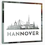 Dein Stadtspiegel: Gravurspiegel mit Stadtsilhouette, bis zu 55x55cm, Spiegel mit Stadtnamen, Skyline als Spiegel Andenken von DeinDetail (30 x 30 cm, Hannover)