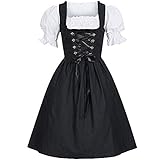 ZQTWJ Damen Mini Dirndl mit Miederhaken schwarz Trachtenkleid Patchwork Oktoberfest Kostüm ohne Unabhängig Bluse und Schürze für Festlich Party