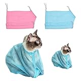 2 Stk Katze Baden Tasche, Katze Pflege Tasche, Katze Dusch Tasche, Einstellbar Katze Wasch Tasche Multifunktion Katze Rückhalte Tasche Verhindern Kratze Beißen Für Baden, Nagel Trimmen, Ohren Saub