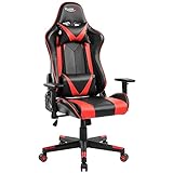 Kasorix Rot Gaming Stuhl Atmungsaktives Leder Gamer Stuhl High Back Chefsessel mit Verstellbarer Armlehne Computerstuhl Belastbarkeit bis 150kg