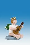 Engelmusikant Engel flach sitzend mit Gitarre mit Krone Höhe ca 6 cm NEU Holzengel Weihnachtsengel Erzgebirge H