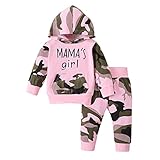 NBAA Baby Mädchen Spleißen Gedruckt Große Tasche Kapuzen Sweatshirt Top + Tarnung Bedruckte Hosen Outfits Set Kleinkind Langarm Herbst und Winter Hautfreundlich Weich Beiläufig Sportanzug