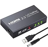 eSynic HDMI 2.0 Splitter 2 Wege HDMI Splitter Unterstützt 4K@60Hz YUV 4: 4: 4 und HDR 1 In 2 Out HDMI Verteilerverstärker für PS4 One Sky Box Blu-ray-Player HD TV Projek