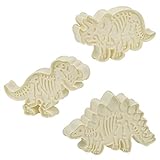 Kurtzy Dinosaurier Skelett Ausstechformen Set (3er Pack) - Weiße Acryl Triceratops, T-Rex und Stegosaurus Ausstecher Set für Kuchen Dekorieren, Gebäck, Fondant, Keksausstecher fü