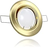 LEDFULL® Deckenspot Set Gold-gebürstet schwenkbar inkl. 5W LED GU10 230V Leuchtmittel Neutralweiß 120° Milchg
