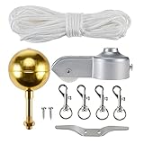 Baoblaze 1pc Fahnenmast Hardware Reparatursatz 3' Topper Gold Ball 50 Ft Fall Seil Gartendek