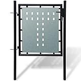 Kstyhome Zauntor Gartentor Einzeltor schwarz 100 x 125