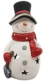 Wichtelstube-Kollektion XXL Deko Figur Schneemann 30cm Windlicht Weihnachtsfigur Keramikfigur W