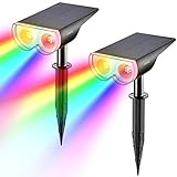 Linkind Farbig Solar Gartenleuchten, Bunt Mehrfarbige Solarlampe Licht-Sensor, IP67 Wasserdicht Solarleuchte, 4 Modi Gartenstrahler für Außen, Garten, Eingang, StarRay Serie -2 Stück