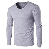 Buby Herren Langarm Bequem Baumwolle Polyester Strick Sweatshirt Rundhals Pullover Einfarbig Lässig Einfache Sweat Tops Herren Wild Slim Fit Atmungsaktiv Leicht Sport Pullover Outwear Mäntel S