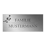 Edelstahl Türschild mit Namen | Klingelschild mit Gravur | Namensschild Briefkasten | Briefkastenschild | Hausschild - Schild selbst gestalten - Größe | Motiv | Schrift | selbstklebend | Bohrung