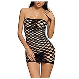 Sexy Dessous für Frauen Nahtlose Mesh Chemise Dessous Baby Doll Minikleid Fishnet Dessous Damen Bodysuit Trägerlose Nachtwäsche One Size Chemise für Damen für Frauen Passionsnacht Perfek